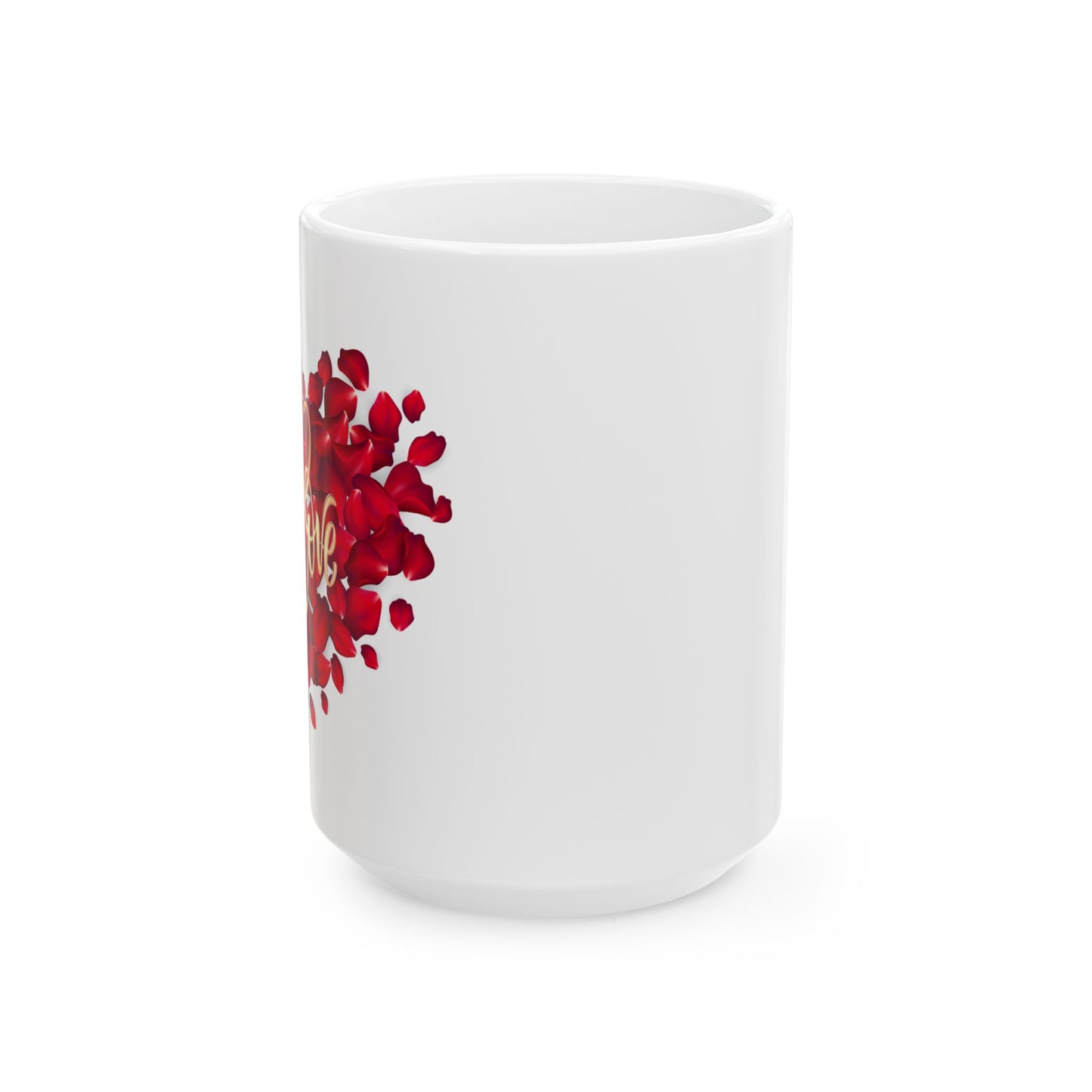 Red Gold Valentine's Ceramic Mug, (15oz)