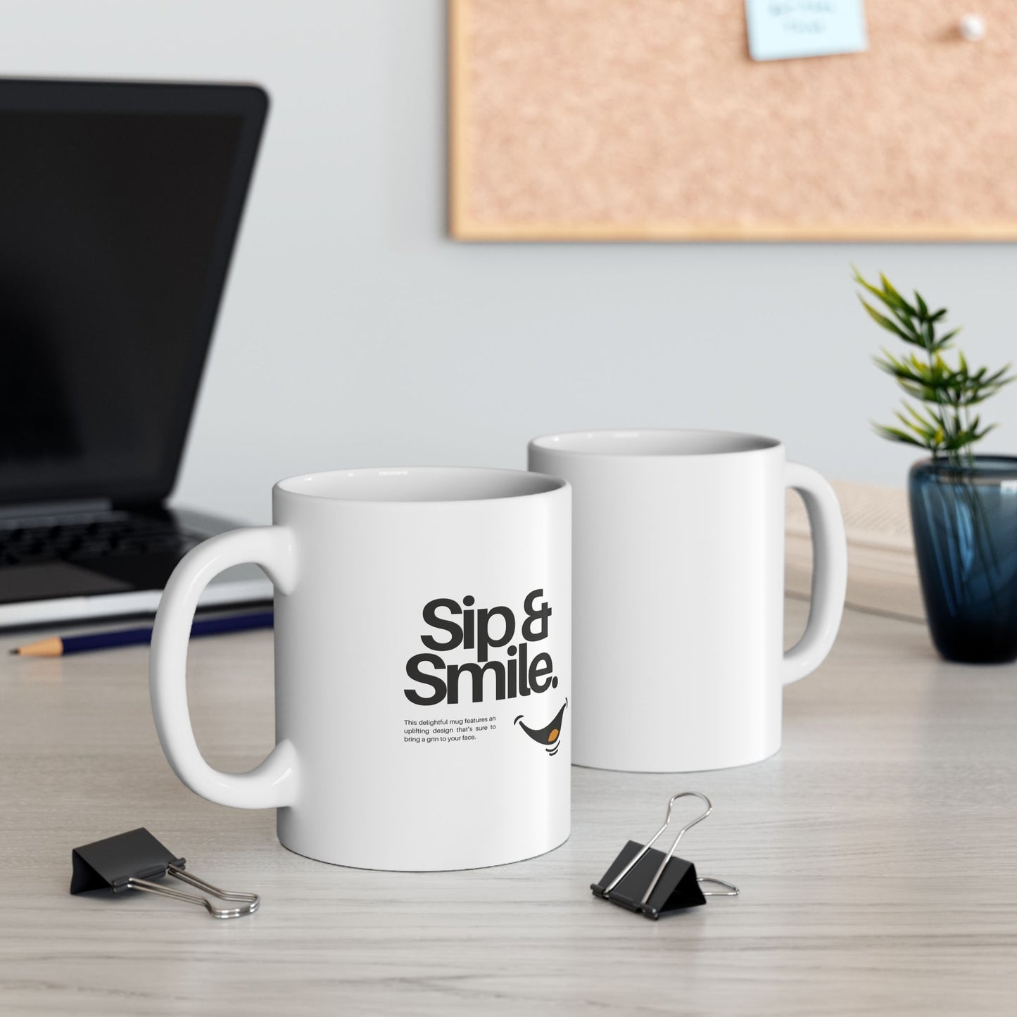 Sip & Smile Ceramic Mug, (11oz, 15oz)