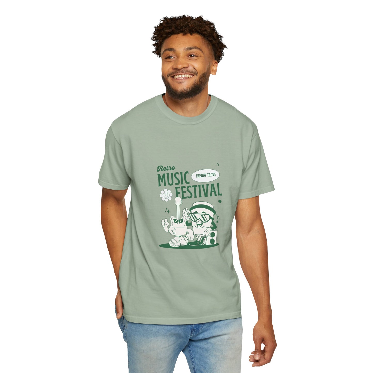 Retro Music Festival Unisex Garment-Dyed T-shirt