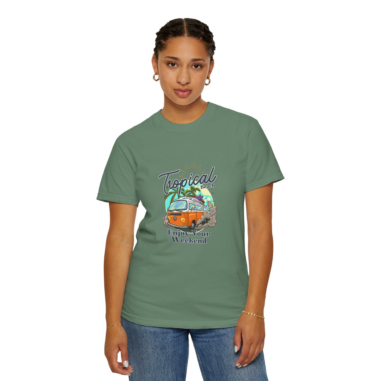 Tropical Beach Unisex Garment-Dyed T-shirt