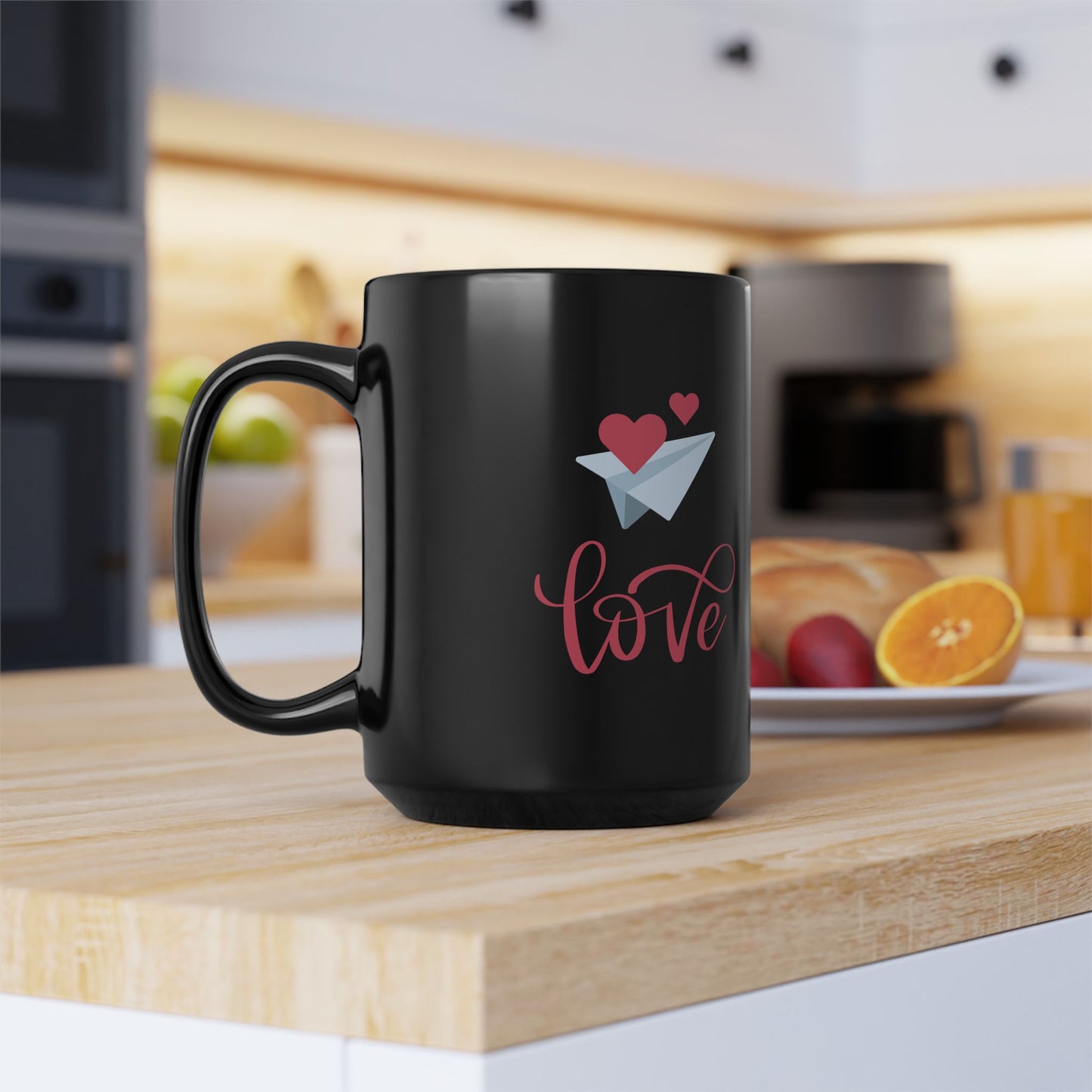 Red Blue Valentine's Black Mug, 15oz