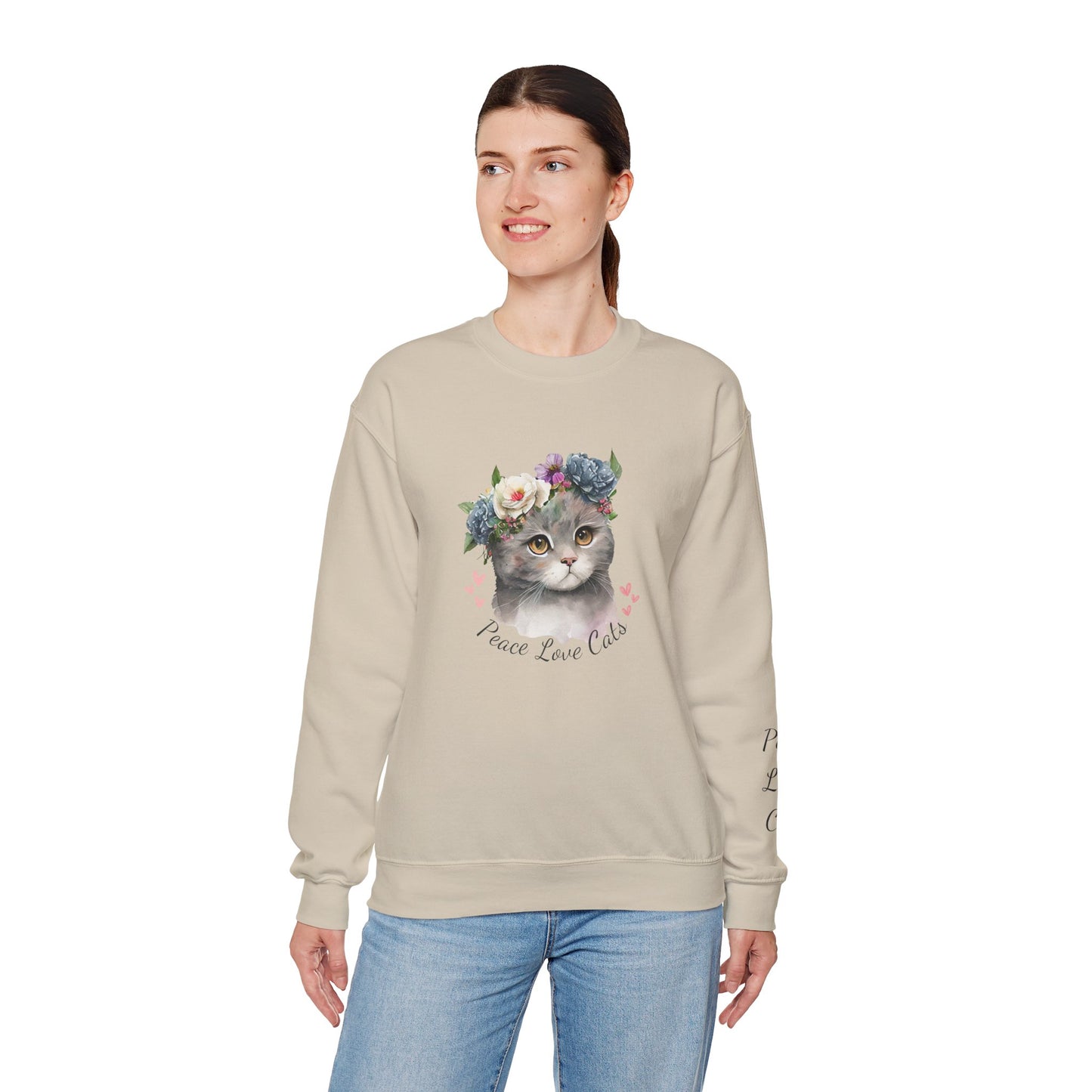 Peace Love Cats Women's Heavy Blend™ Crewneck Sweatshirt