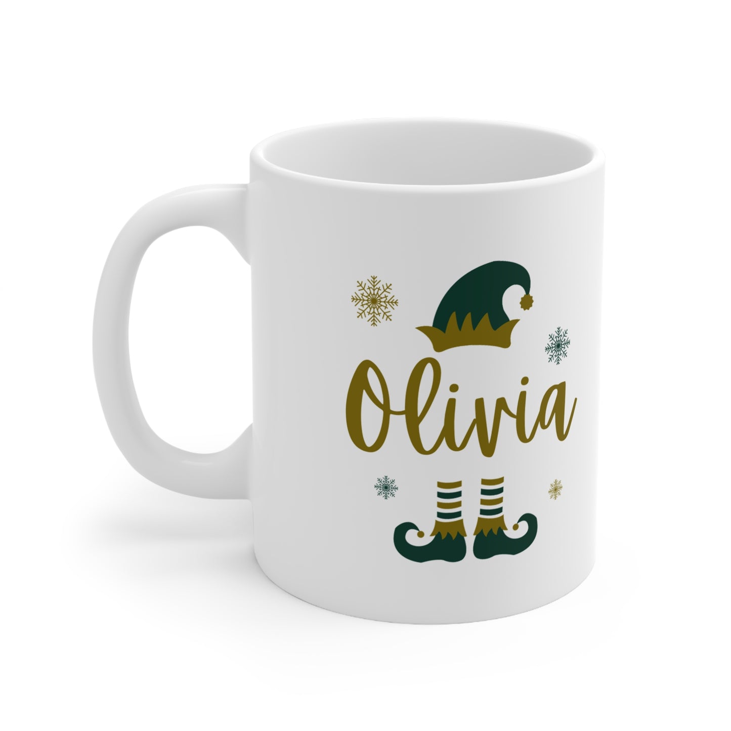 Modern Festive Christmas Elf Ceramic Coffee Cups, 11oz