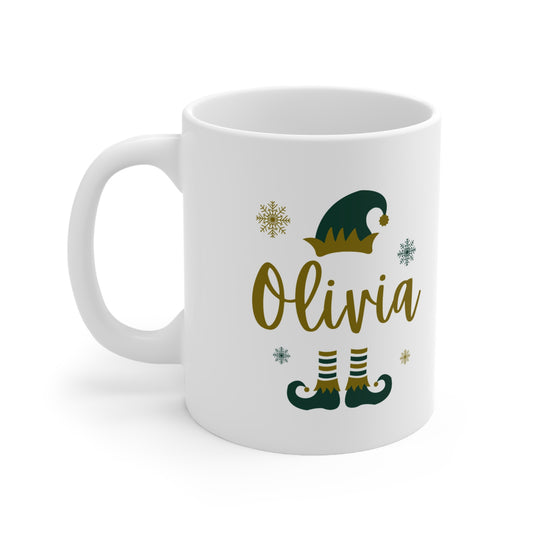 Modern Festive Christmas Elf Ceramic Coffee Cups, 11oz