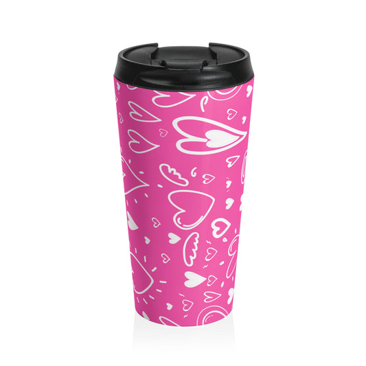 Heart Doodle Stainless Steel Travel Mug