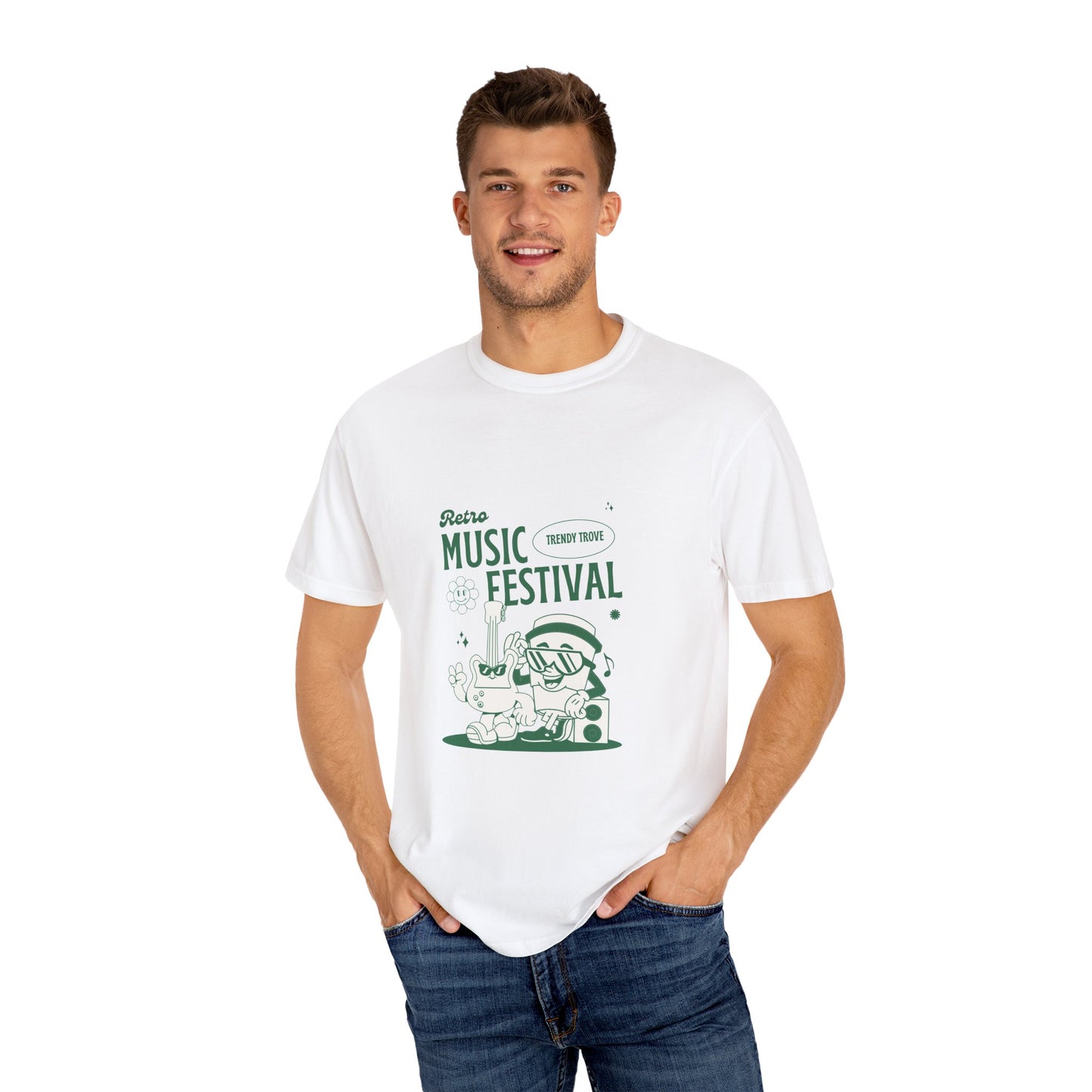 Retro Music Festival Unisex Garment-Dyed T-shirt