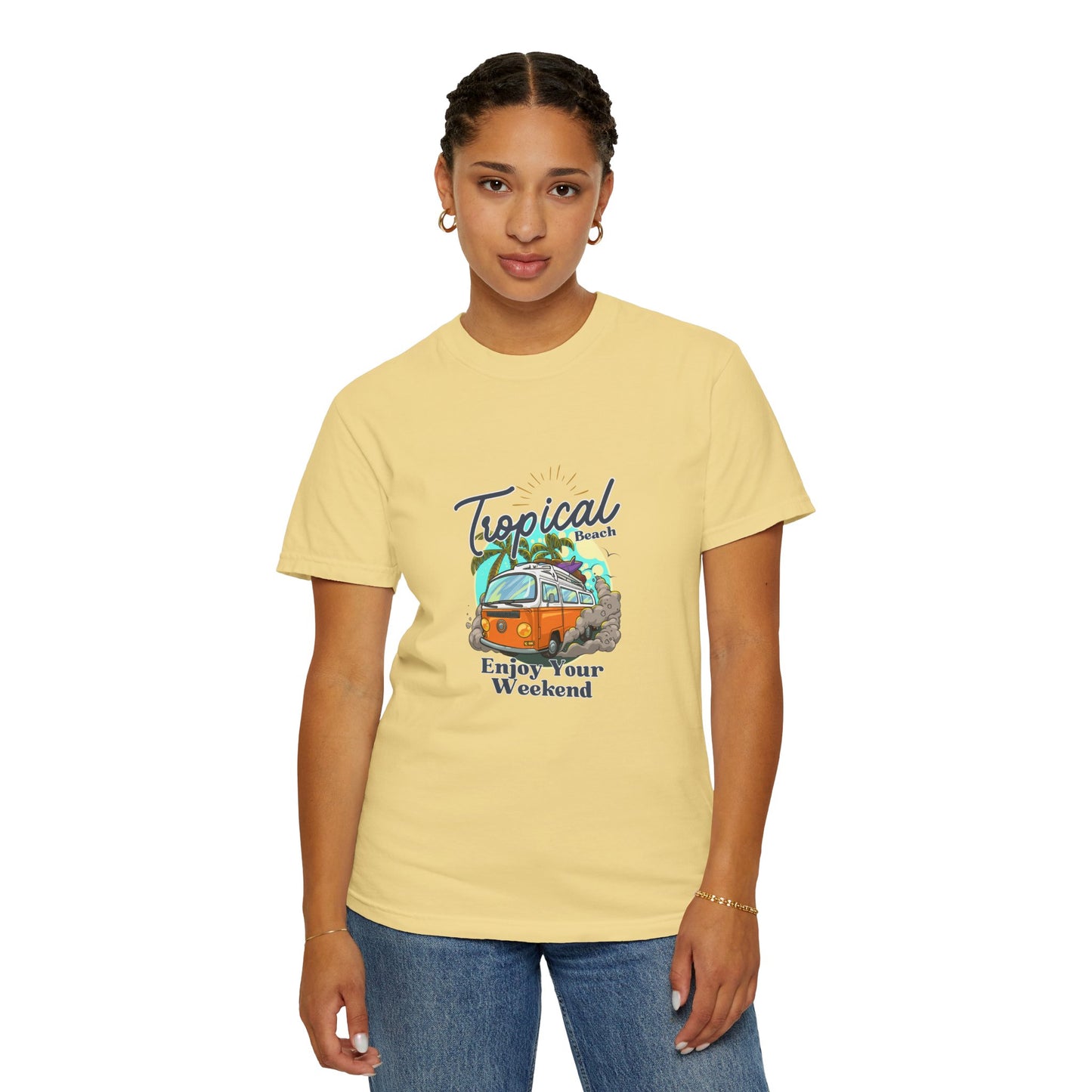 Tropical Beach Unisex Garment-Dyed T-shirt