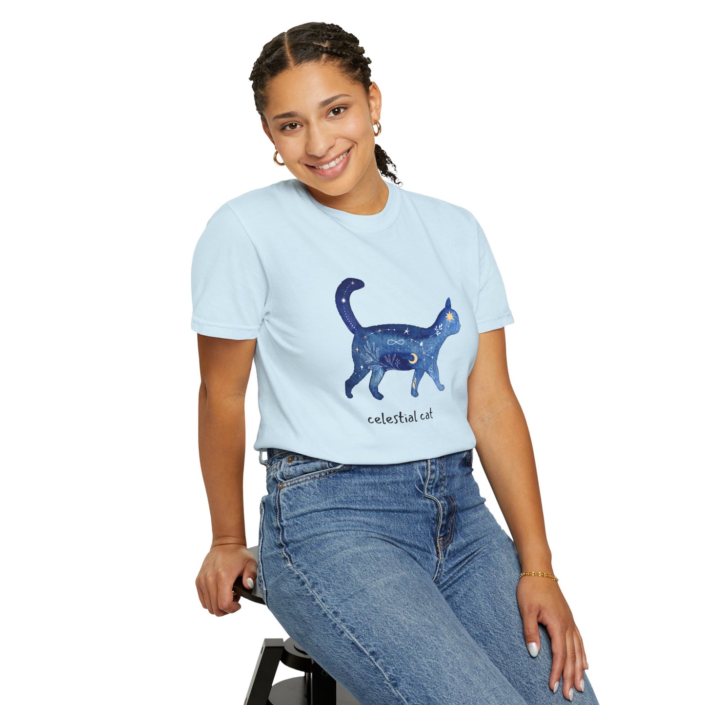 Celestial Cat Unisex Garment-Dyed T-shirt