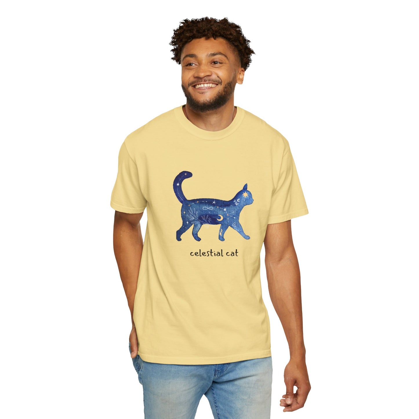 Celestial Cat Unisex Garment-Dyed T-shirt