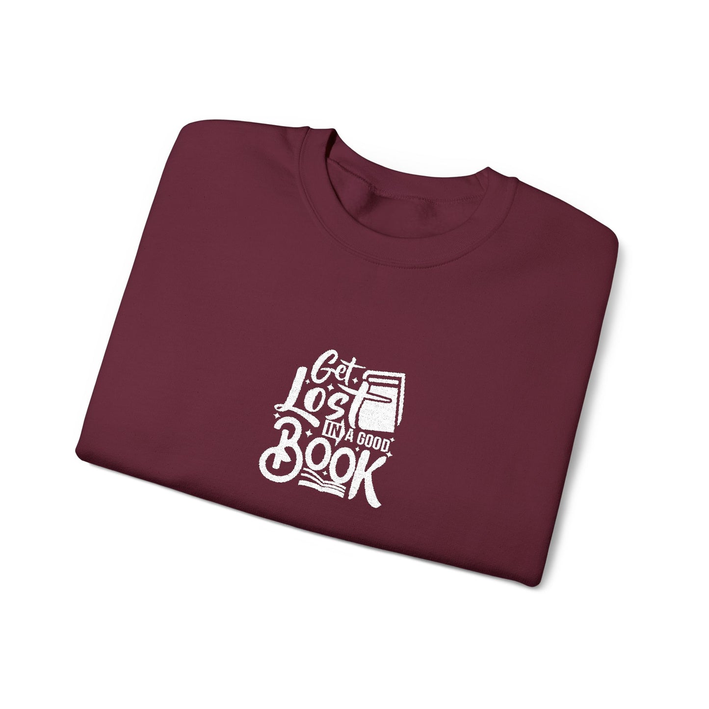 Get Lost In A Book Unisex Heavy Blend™ Crewneck Sweatshirt (Embroidery Decoration)