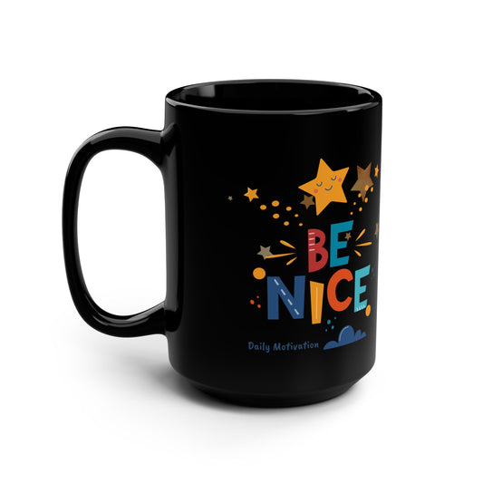 Be Nice Black Mug, 15oz