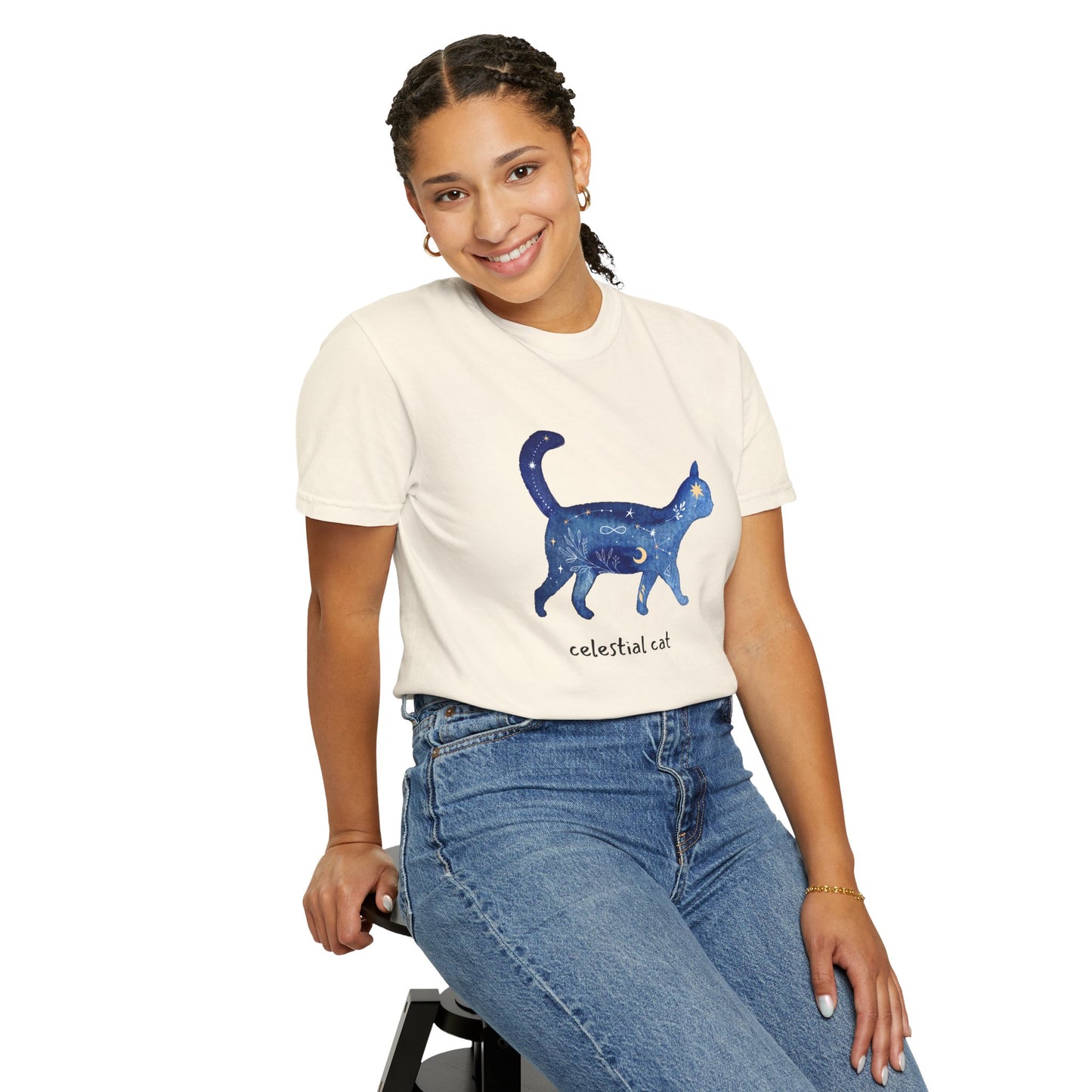 Celestial Cat Unisex Garment-Dyed T-shirt