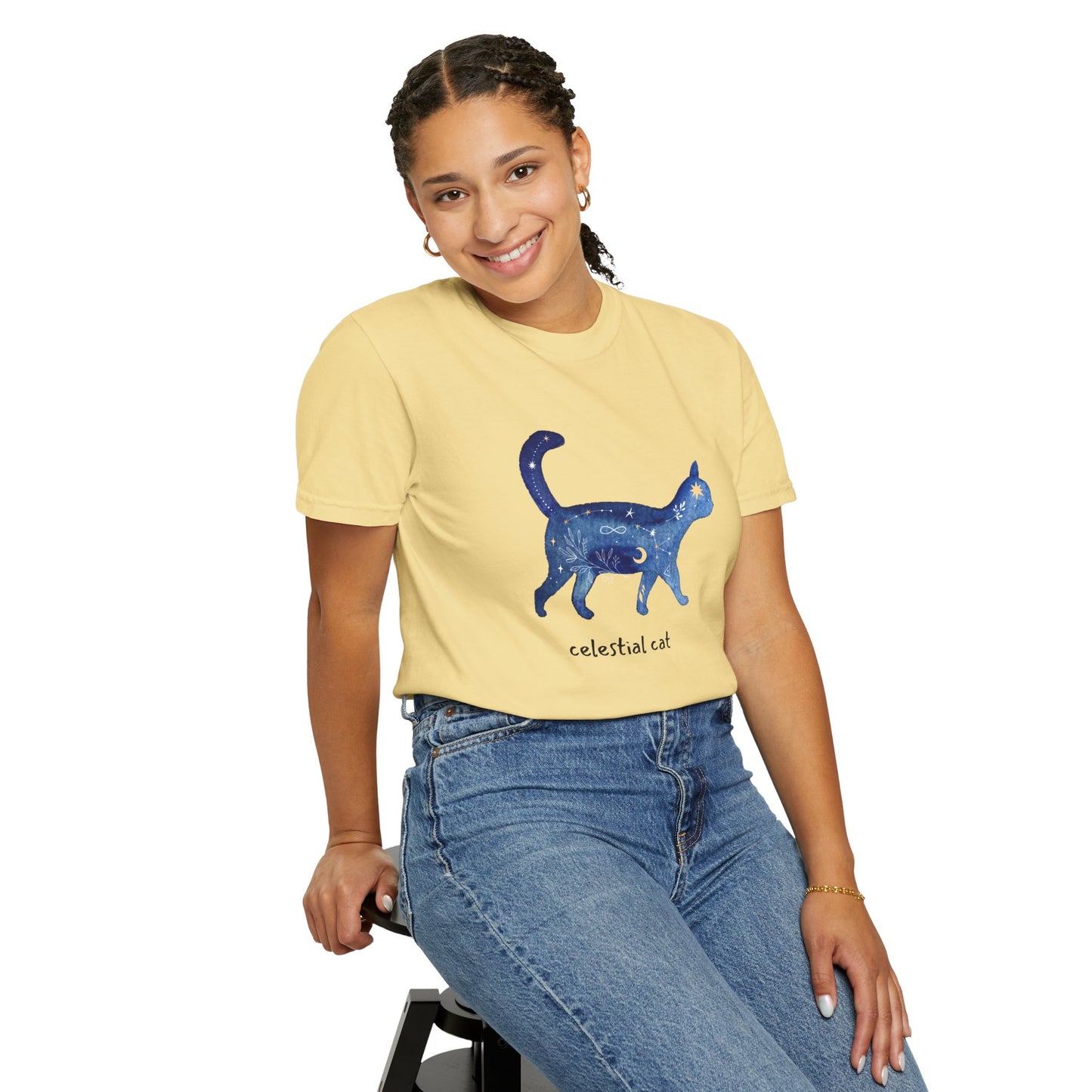 Celestial Cat Unisex Garment-Dyed T-shirt