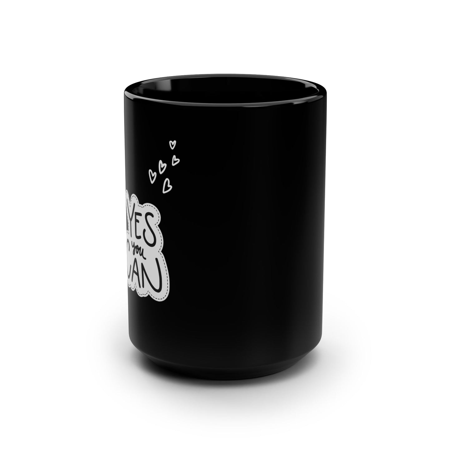 Yes You Can Black Mug, 15oz