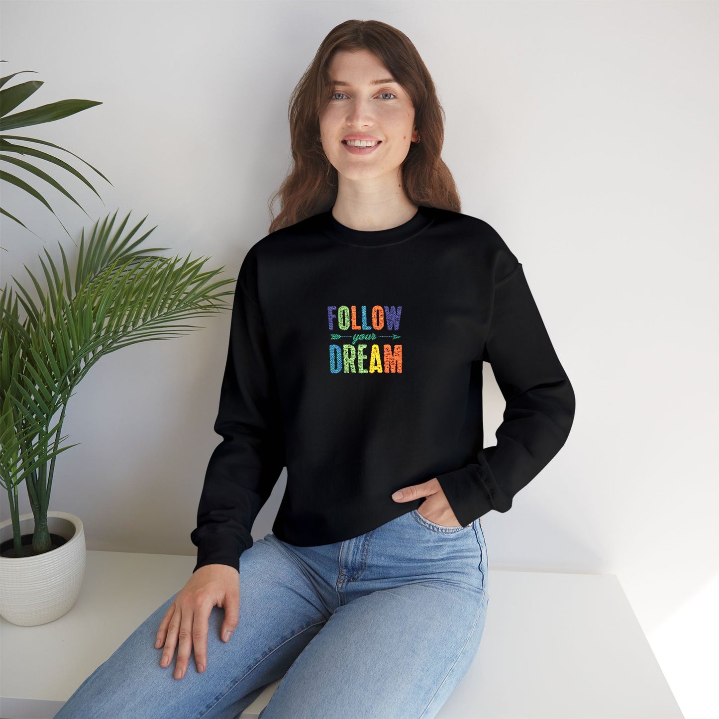 Follow Your Dreams Unisex Heavy Blend™ Crewneck Sweatshirt (Embroidery Decoration)