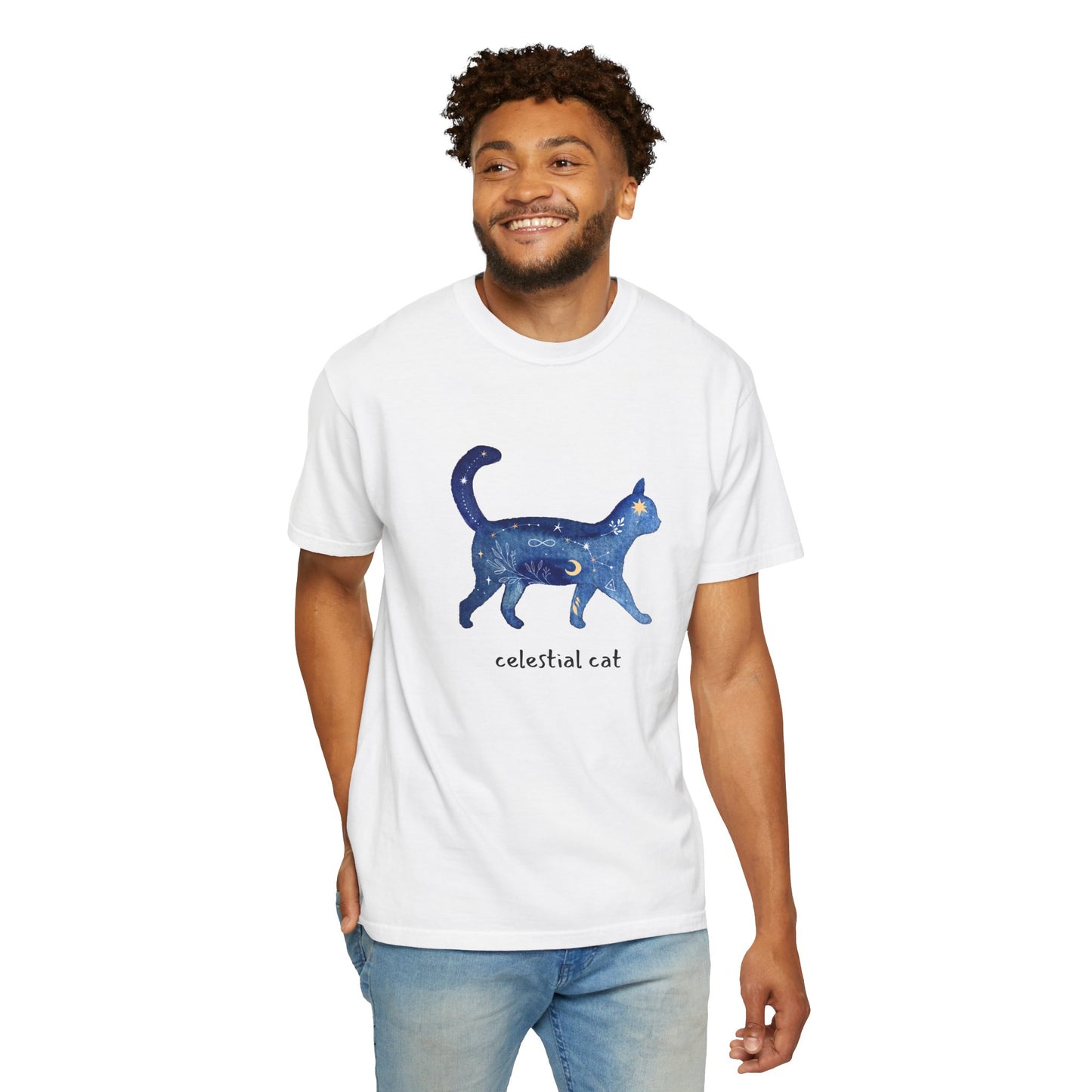 Celestial Cat Unisex Garment-Dyed T-shirt