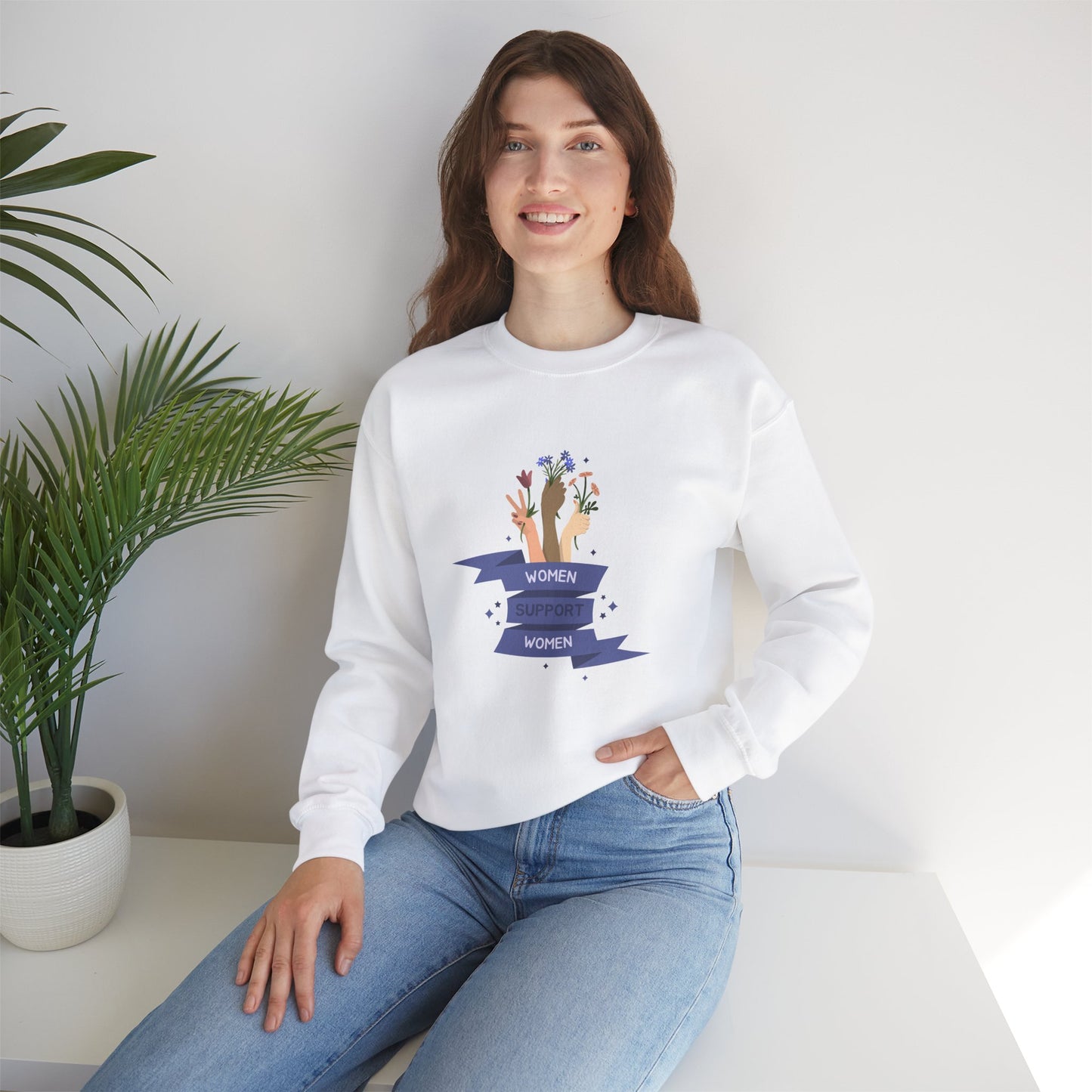 Women Support Women Women's Heavy Blend™ Crewneck Sweatshirt