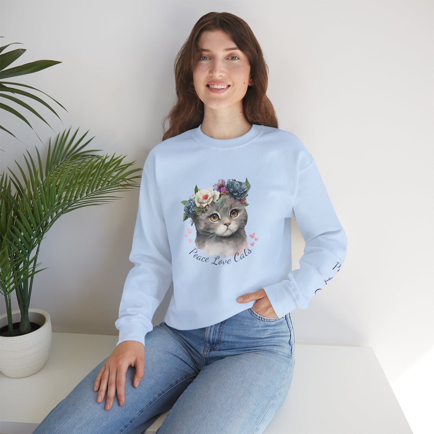 Peace Love Cats Women's Heavy Blend™ Crewneck Sweatshirt