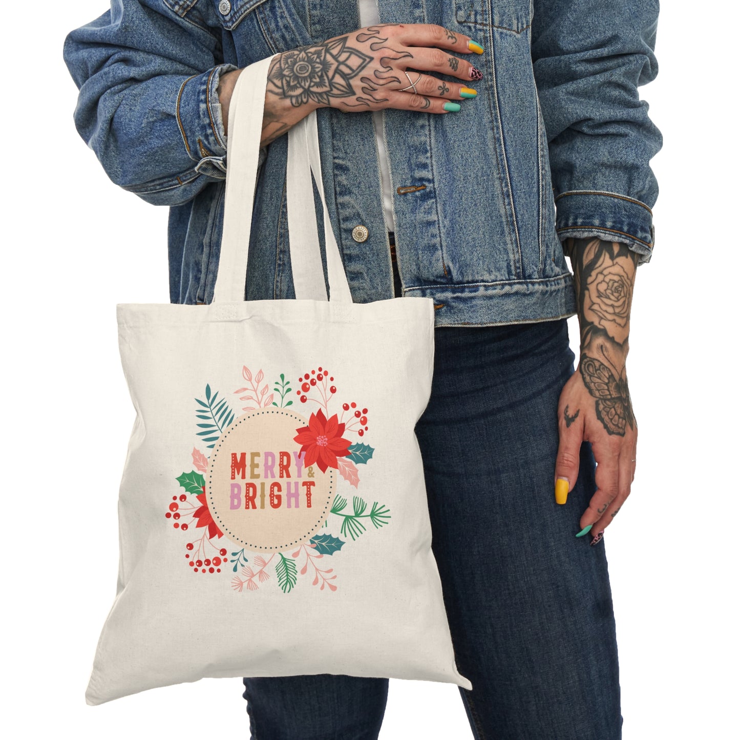 Merry Bright Natural Tote Bag
