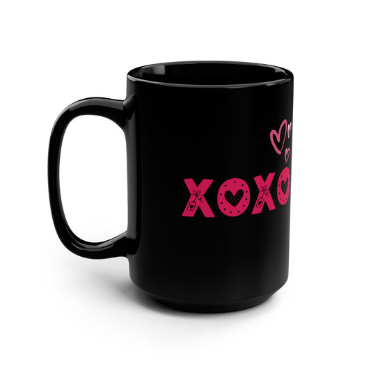 XOXO Black Mug, 15oz