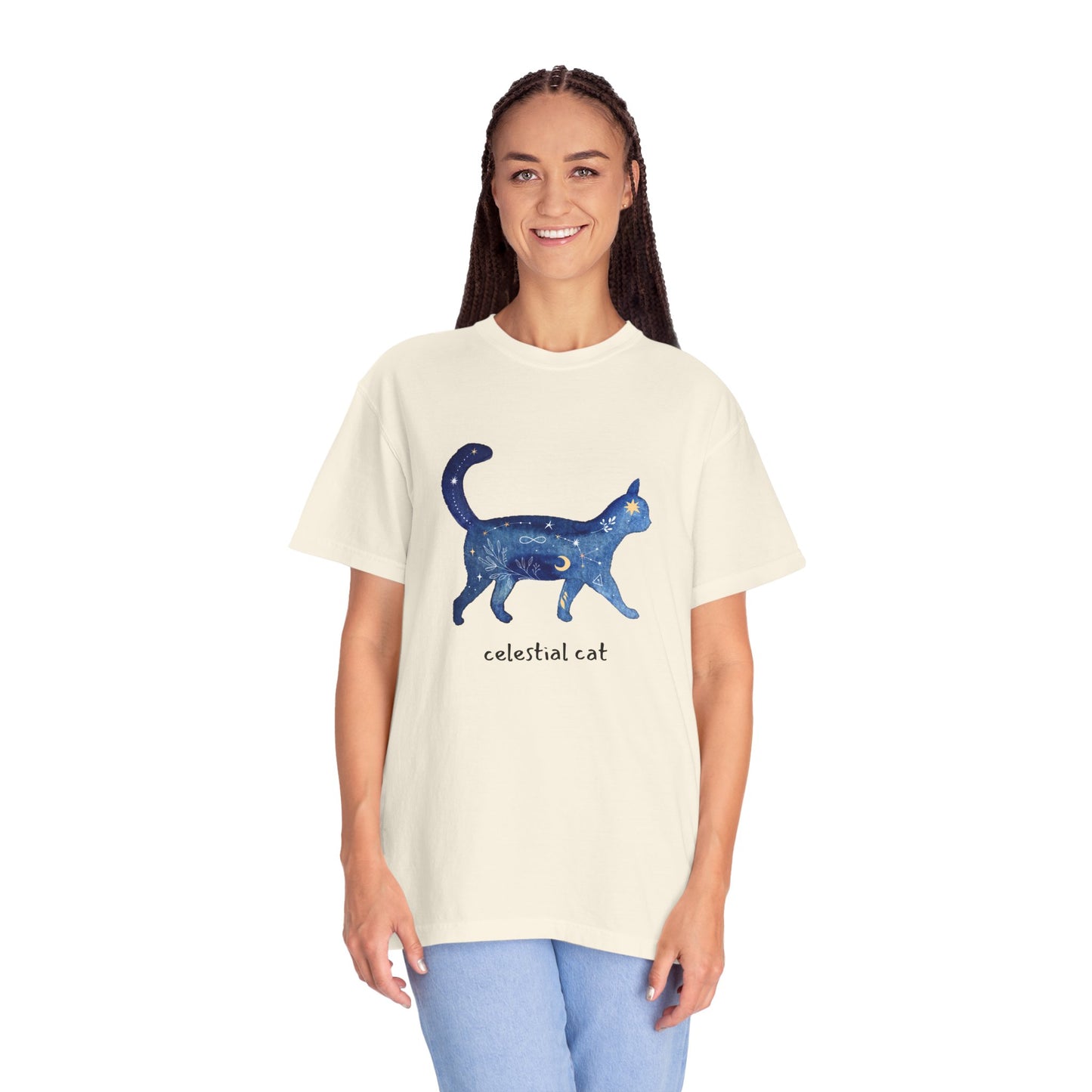 Celestial Cat Unisex Garment-Dyed T-shirt