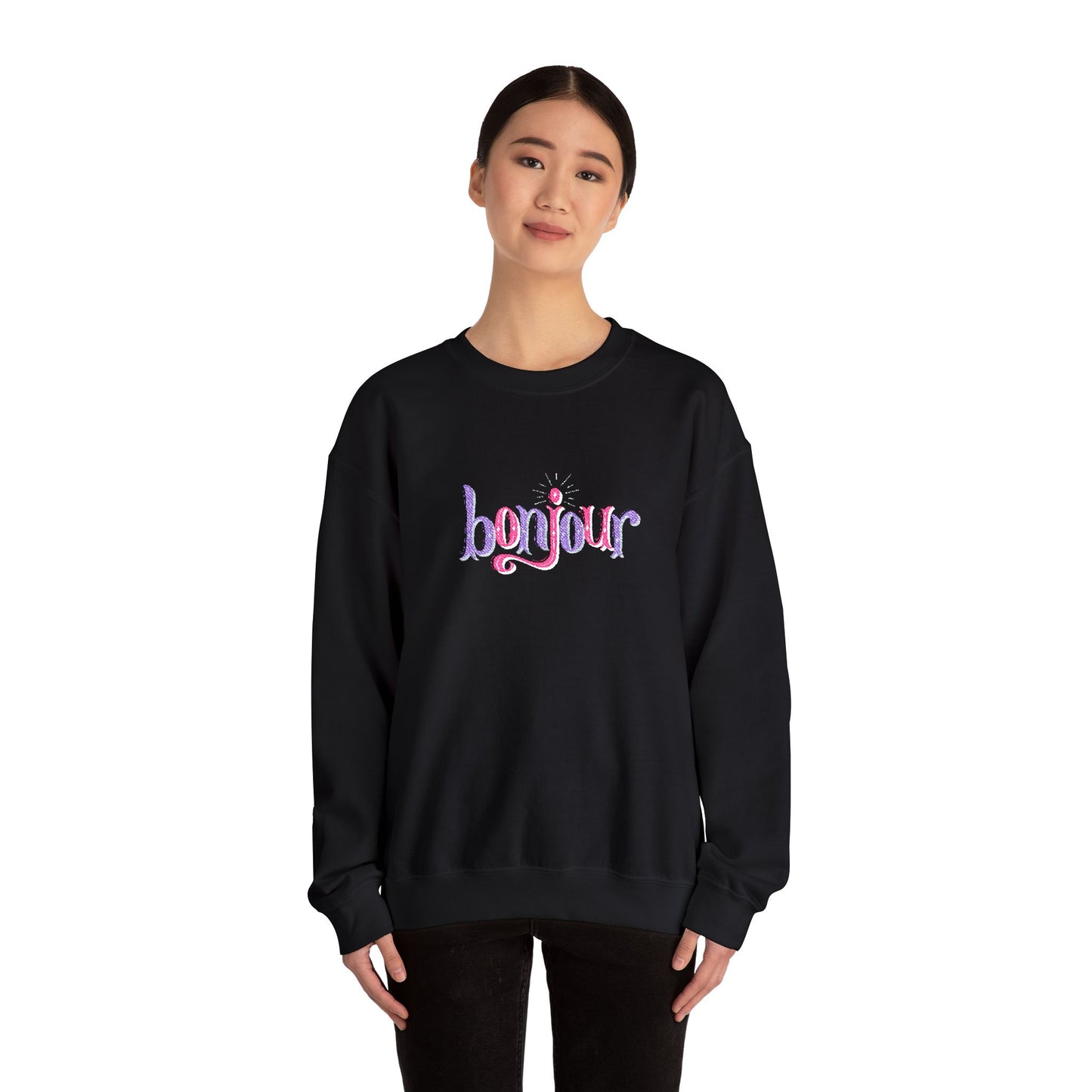 Bonjour Unisex Heavy Blend™ Crewneck Sweatshirt (Embroidery Decoration)