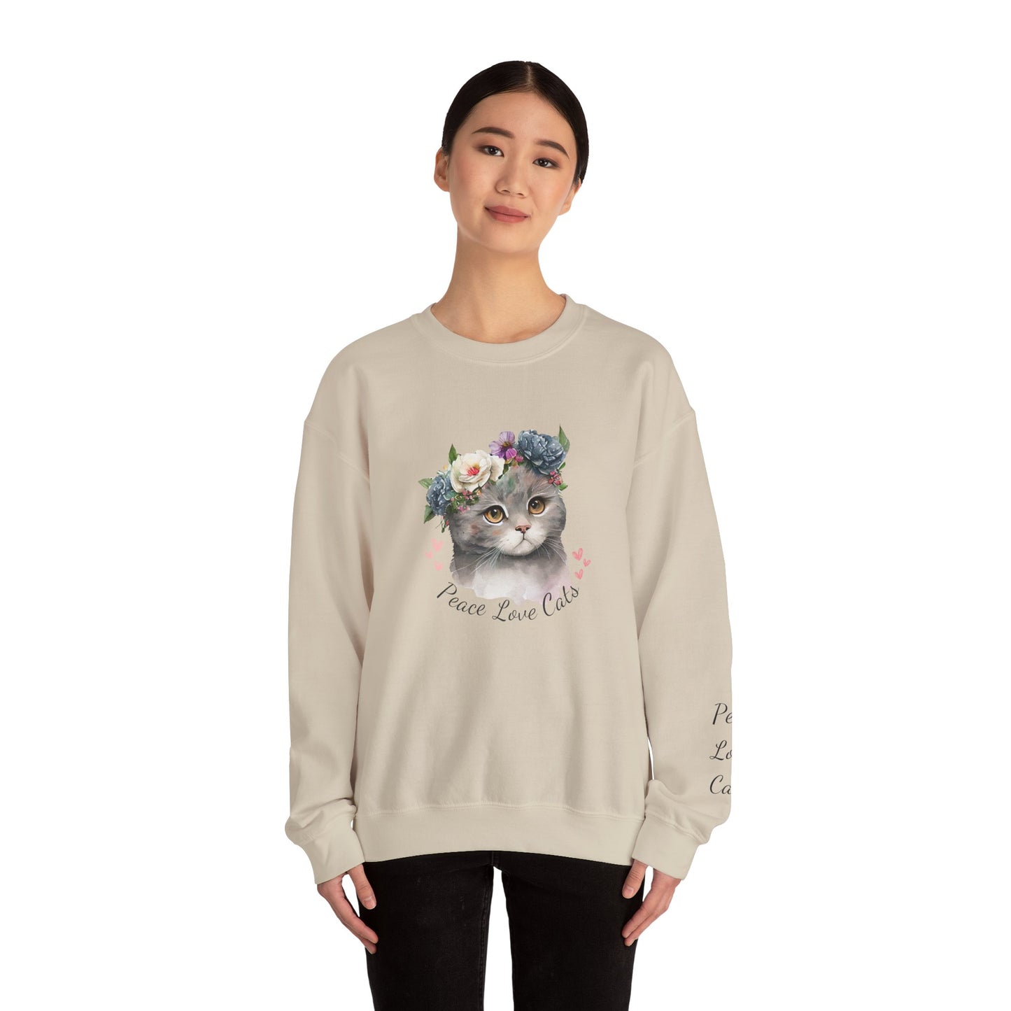 Peace Love Cats Women's Heavy Blend™ Crewneck Sweatshirt