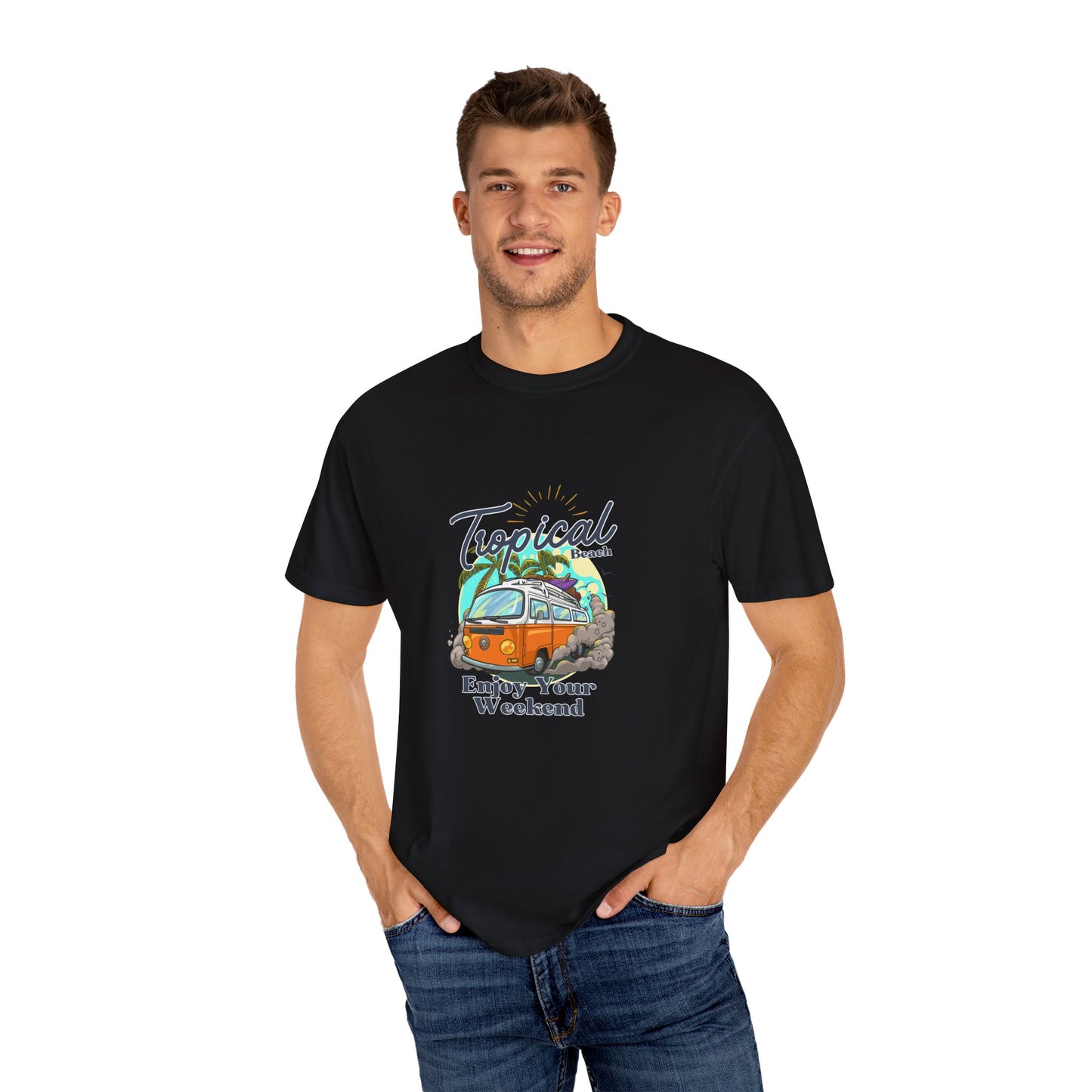 Tropical Beach Unisex Garment-Dyed T-shirt