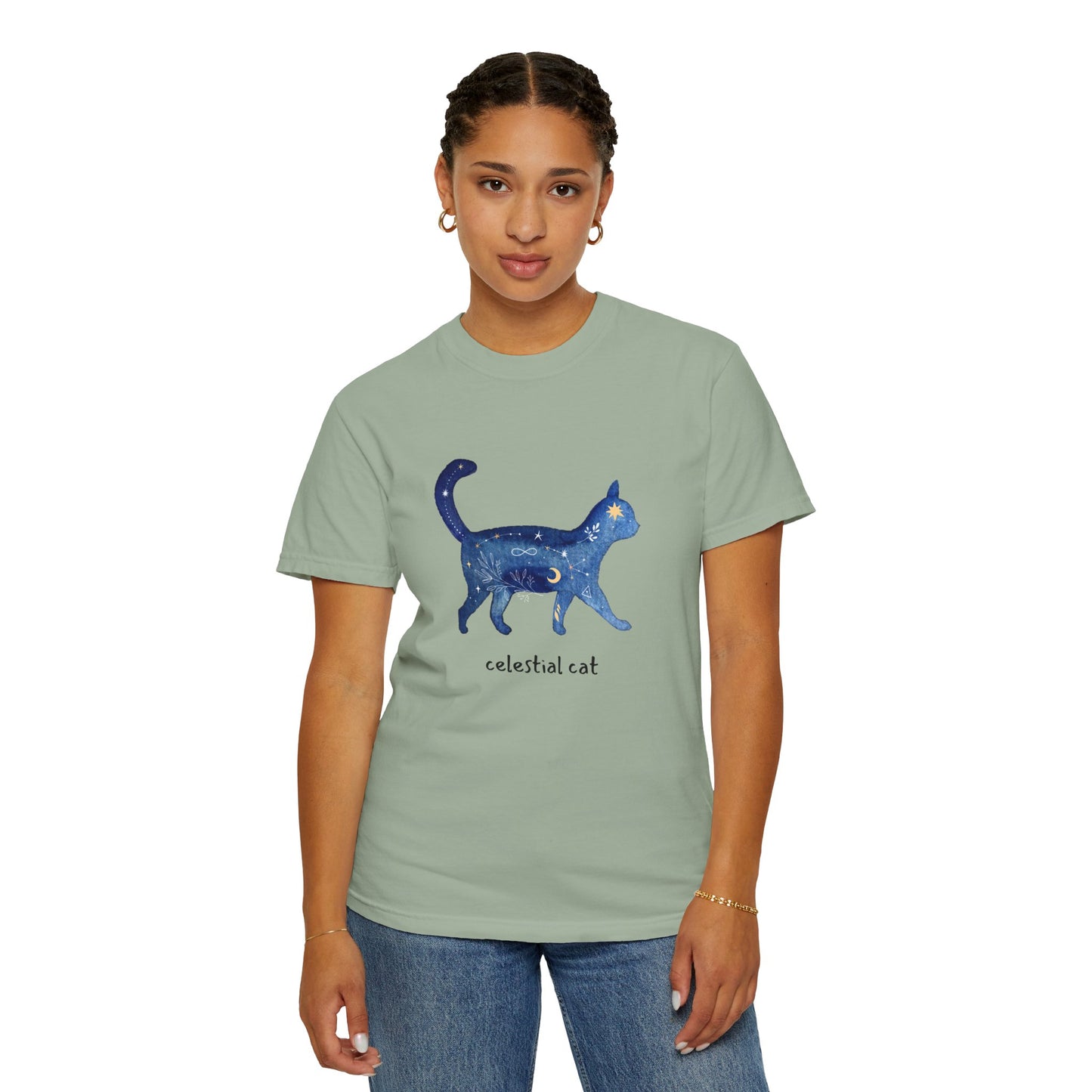 Celestial Cat Unisex Garment-Dyed T-shirt