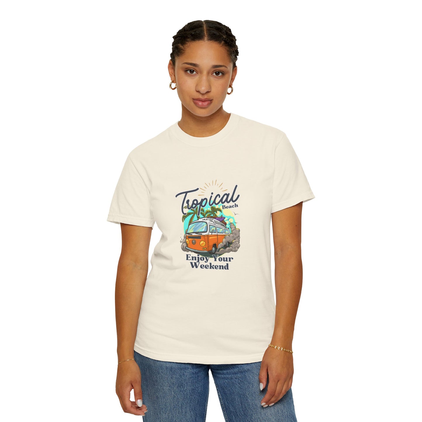 Tropical Beach Unisex Garment-Dyed T-shirt