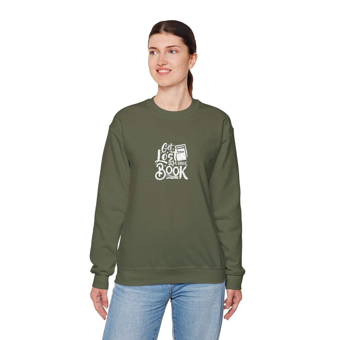 Get Lost In A Book Unisex Heavy Blend™ Crewneck Sweatshirt (Embroidery Decoration)