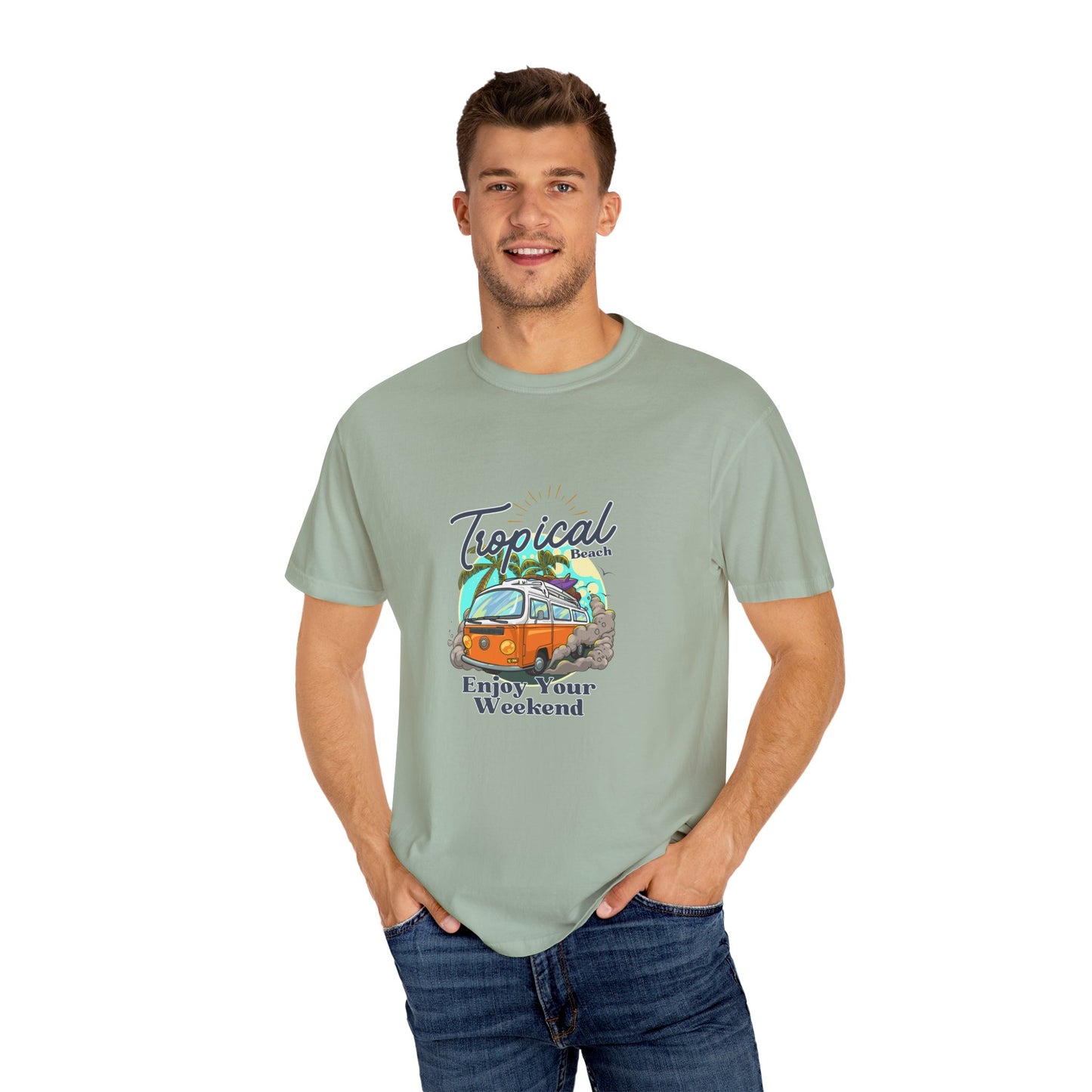 Tropical Beach Unisex Garment-Dyed T-shirt