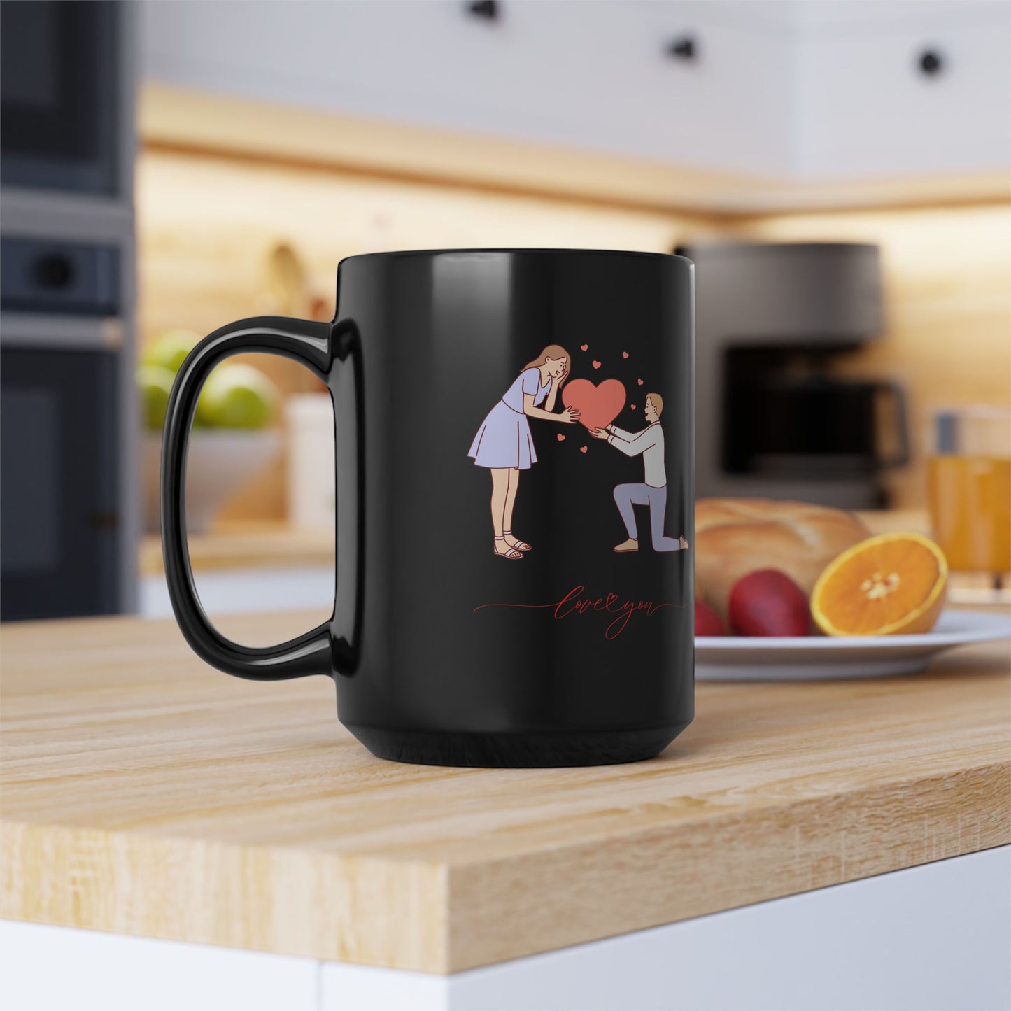 Couple Valentine's Black Mug, 15oz