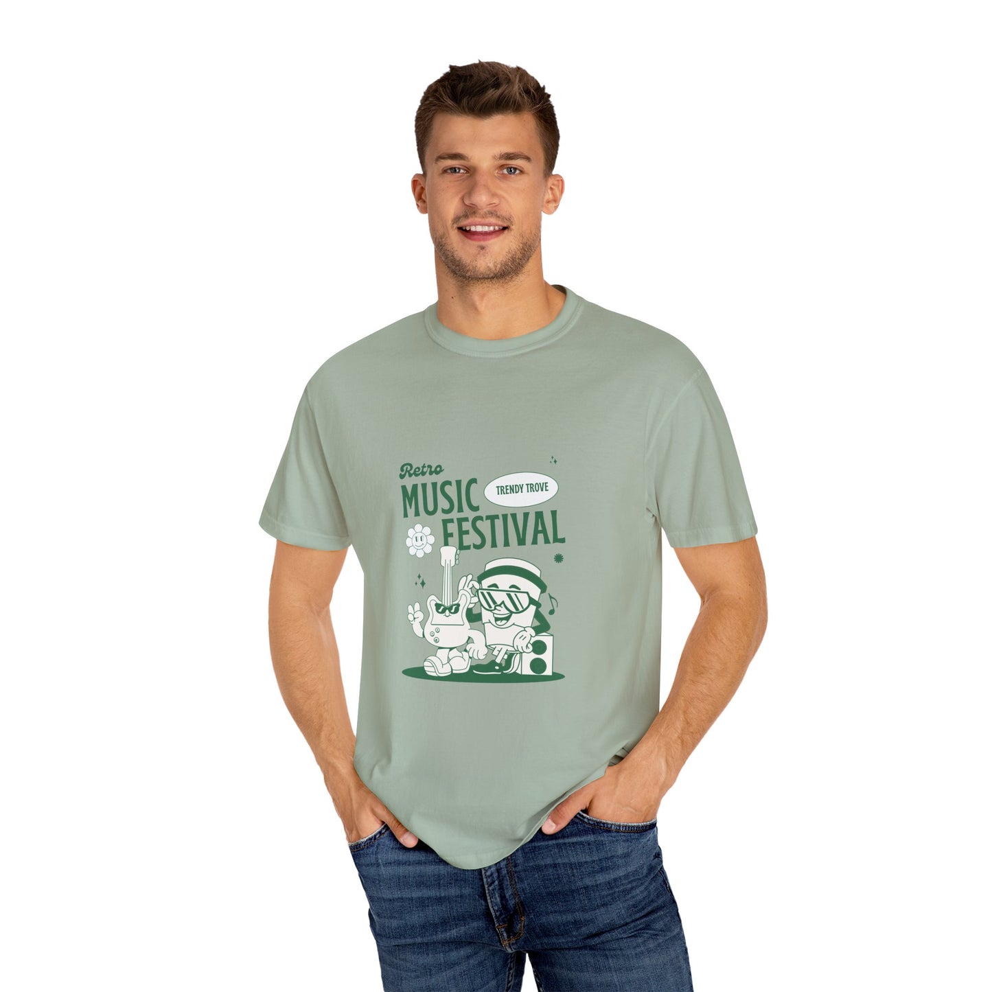 Retro Music Festival Unisex Garment-Dyed T-shirt