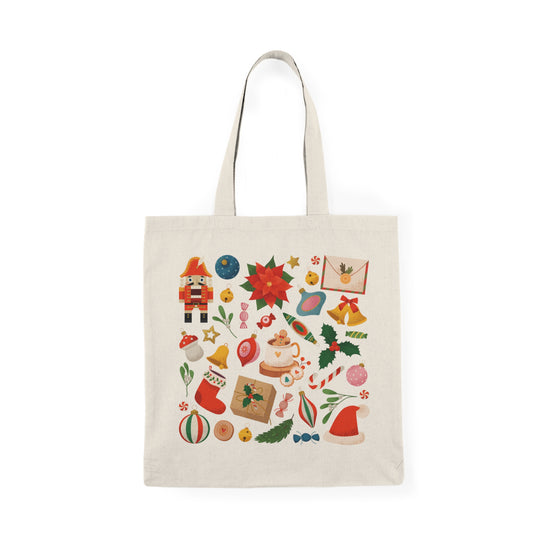 Red, Green and Gold Christmas Natural Tote Bag