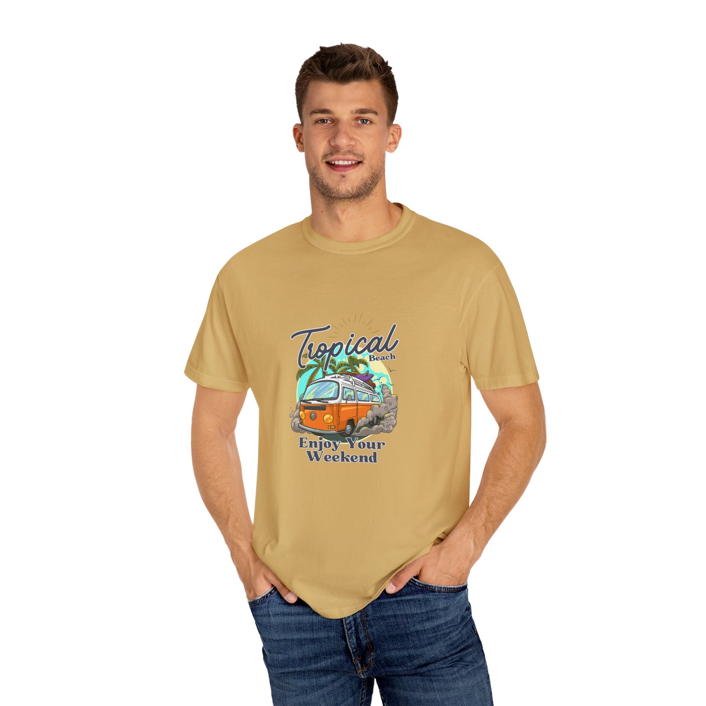 Tropical Beach Unisex Garment-Dyed T-shirt