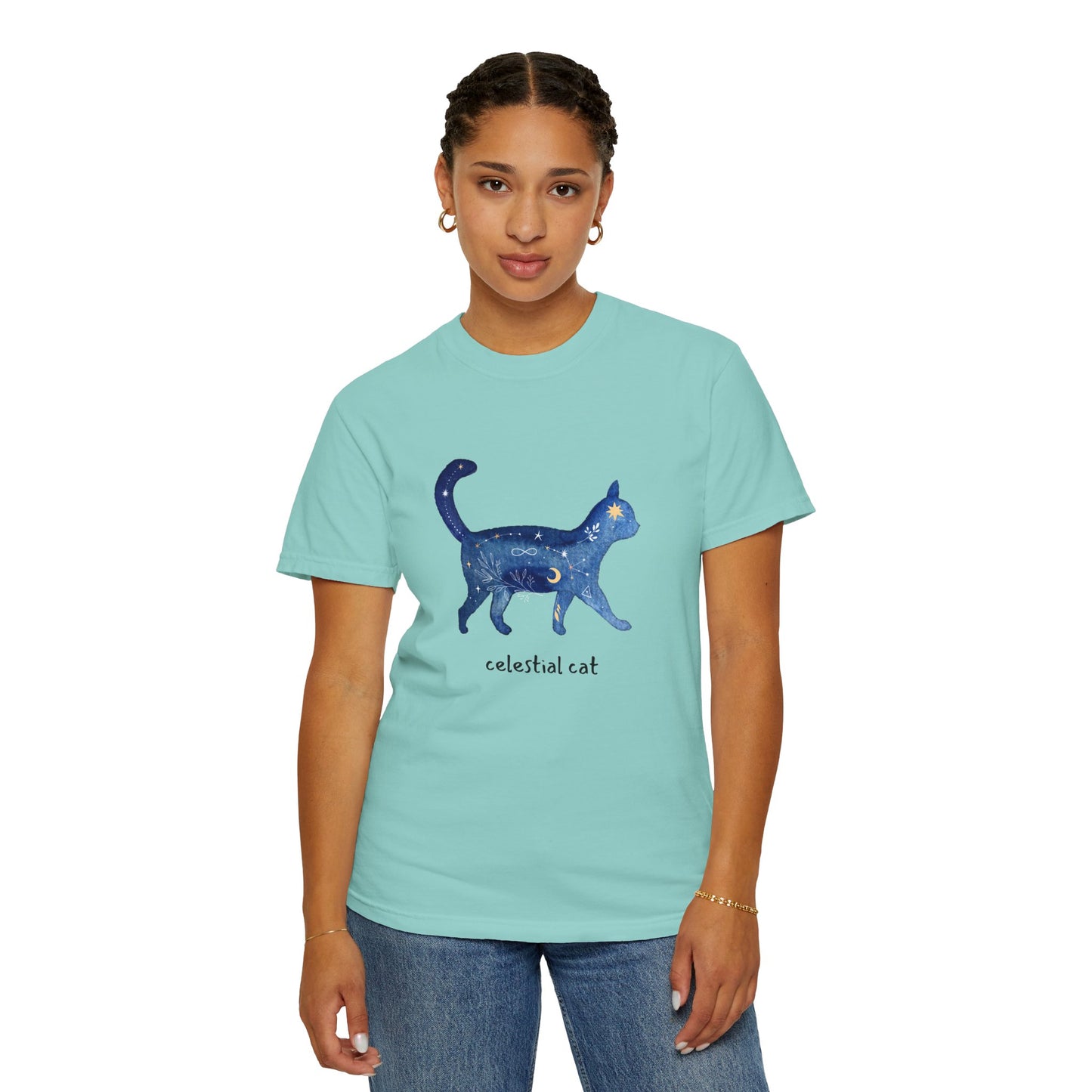 Celestial Cat Unisex Garment-Dyed T-shirt