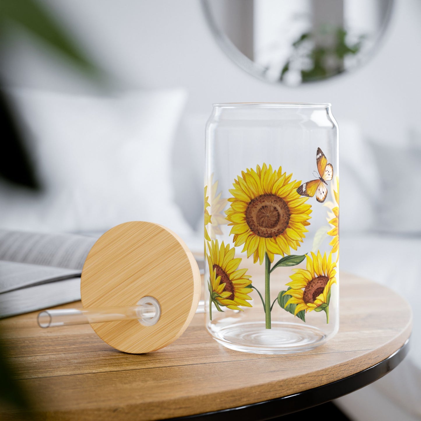 Sunflowers Sipper Glass, 16oz