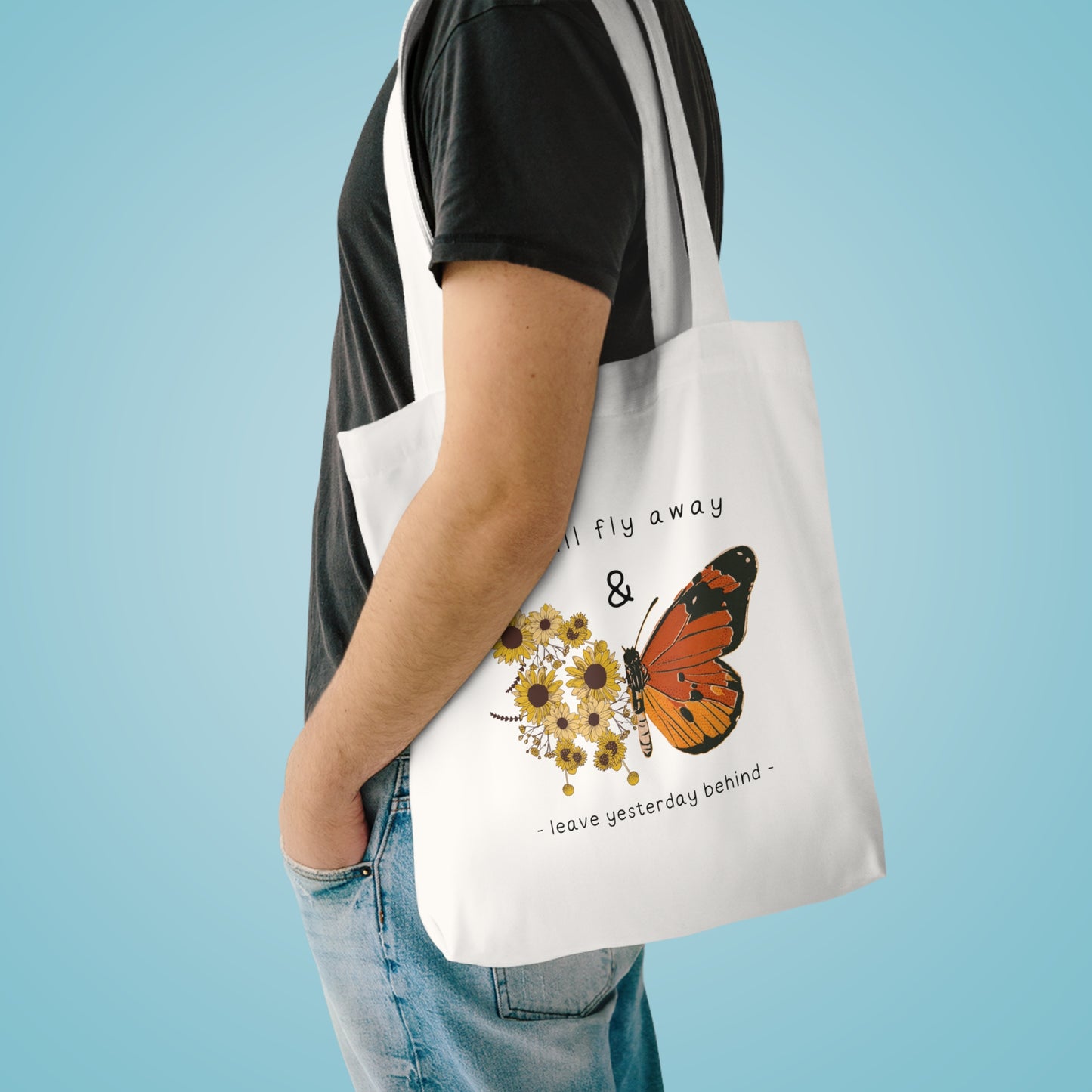 Brown Butterfly Cotton Tote Bag