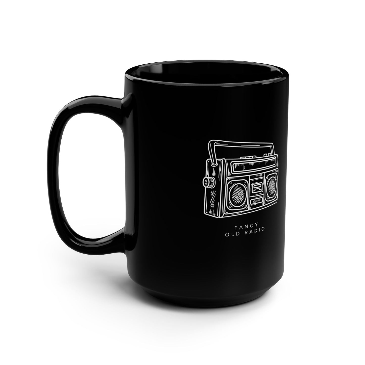 Fancy Old Radio Black Mug, 15oz