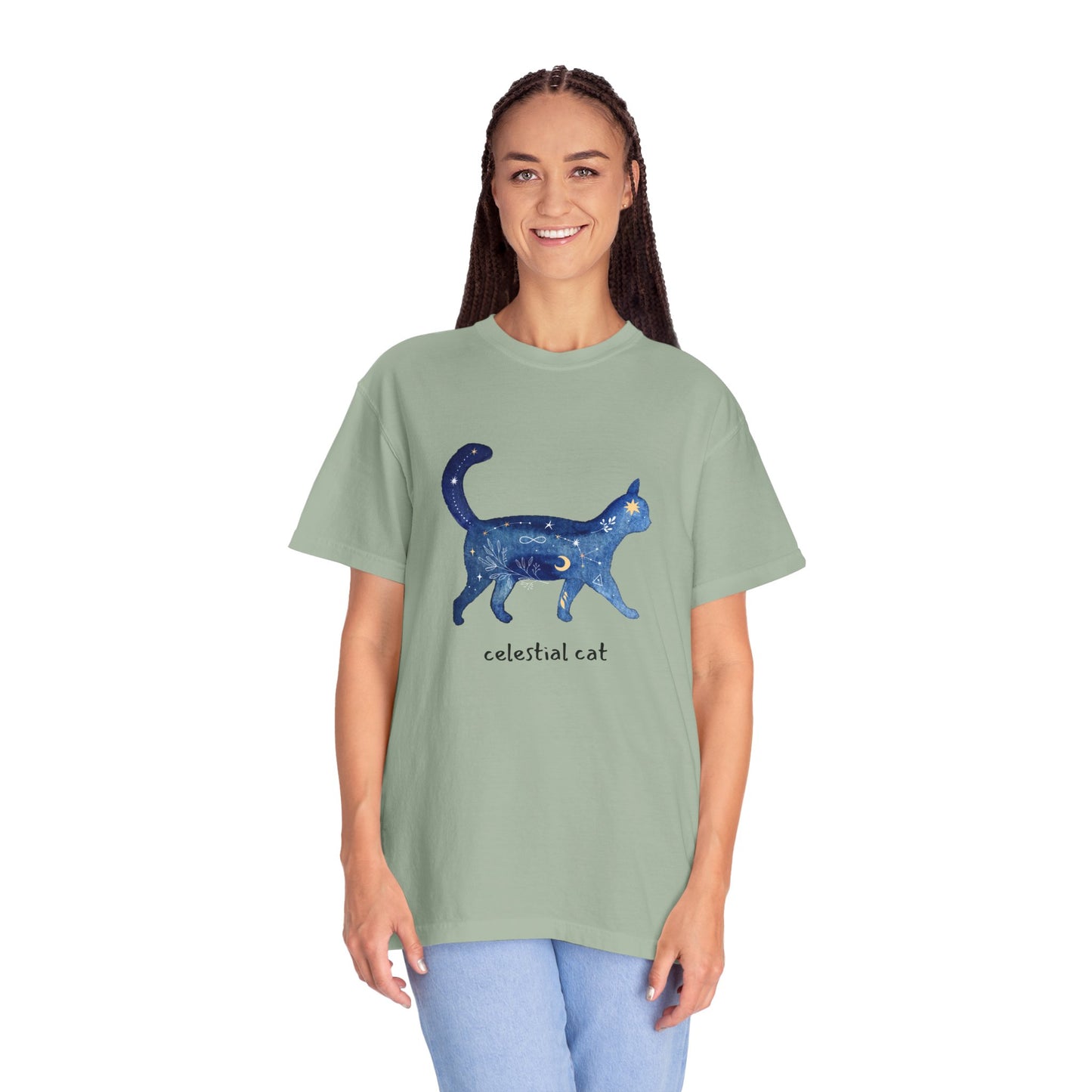 Celestial Cat Unisex Garment-Dyed T-shirt