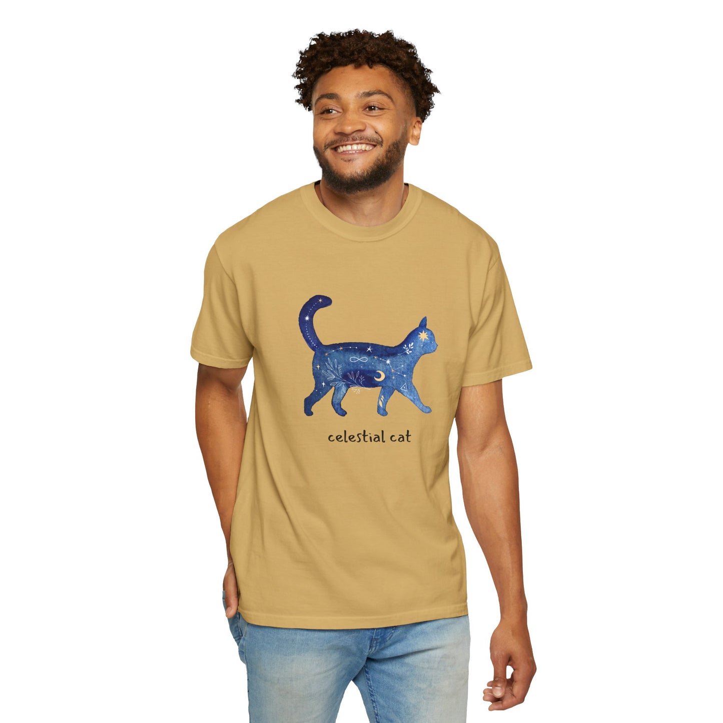 Celestial Cat Unisex Garment-Dyed T-shirt